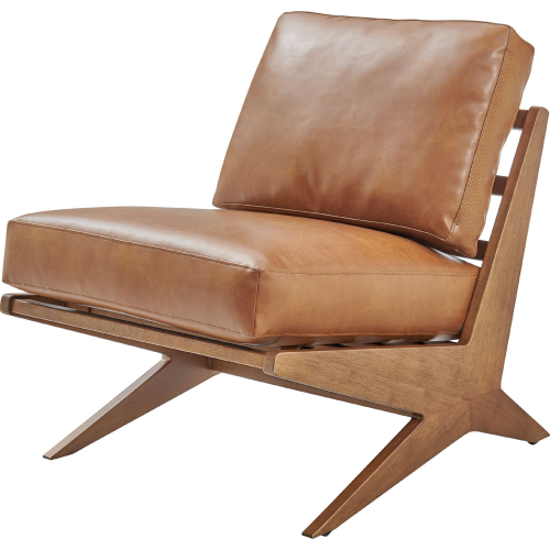 Chandler Accent Chair in Chocolate Brown Eco Leather & Wood